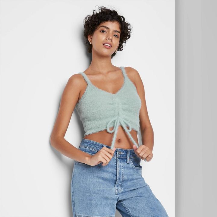 Women's Ruched Front Fuzzy Sweater Tank Top - Wild Fable