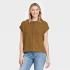 Women's Crewneck Extended Shoulder Sweater Vest - Universal Thread Brown