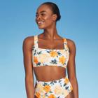 Women's Square Neck Bralette Bikini Top - Shade & Shore Yellow Floral D/dd Cup