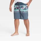 Men's Big & Tall 10 Floral Break Up Swim Trunks - Goodfellow & Co Blue