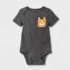 Baby Boys' Animal Short Sleeve Bodysuit With Pocket - Cat & Jack Charcoal Gray Newborn