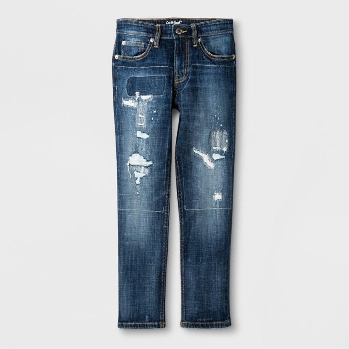 Boys' Skinny Rip Jeans - Cat & Jack Medium Blue