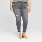 Women's Plus Size Released Hem Skinny Jeans - Universal Thread Black Wash 26ws, Size: