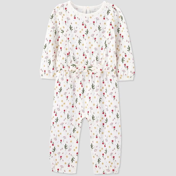 Baby Girls' Floral Romper - Just One You Made By Carter's Cream Newborn, Girl's, Beige