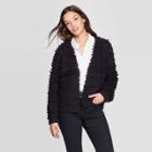 Women's Long Sleeve Open Neck Loopy Cardigan - Universal Thread Black