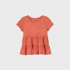 Girls' Short Sleeve Peplum T-shirt - Art Class Orange