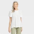 Women's Flutter Sleeve Eyelet Embroidered Top - Knox Rose White