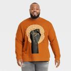 No Brand Black History Month Men's Plus Size Stay Strong Graphic Sweatshirt - Rust Brown
