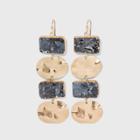 Semi-precious Labradorite And Hammered Metal Discs With Statement Earrings - Universal Thread Black