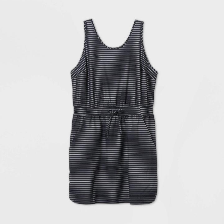 Women's Striped Stretch Woven Dress - All In Motion Black/white Xs, Women's,