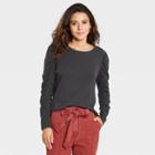 Women's Long Sleeve Ruched T-shirt - Universal Thread Charcoal Gray