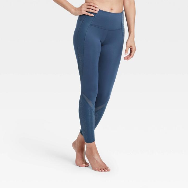 Women's Contour Power Waist High-waisted Shine 7/8 Leggings 25 - All In Motion Blue