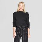 Women's Long Sleeve Button Shoulder Sweatshirt - Who What Wear Black