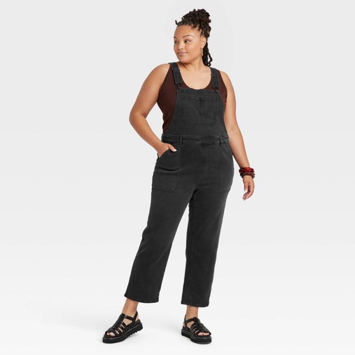 Women's Plus Size Denim Overalls - Ava & Viv Black