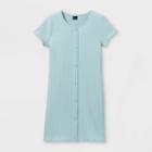 Girls' Button-front Short Sleeve Ribbed Dress - Art Class