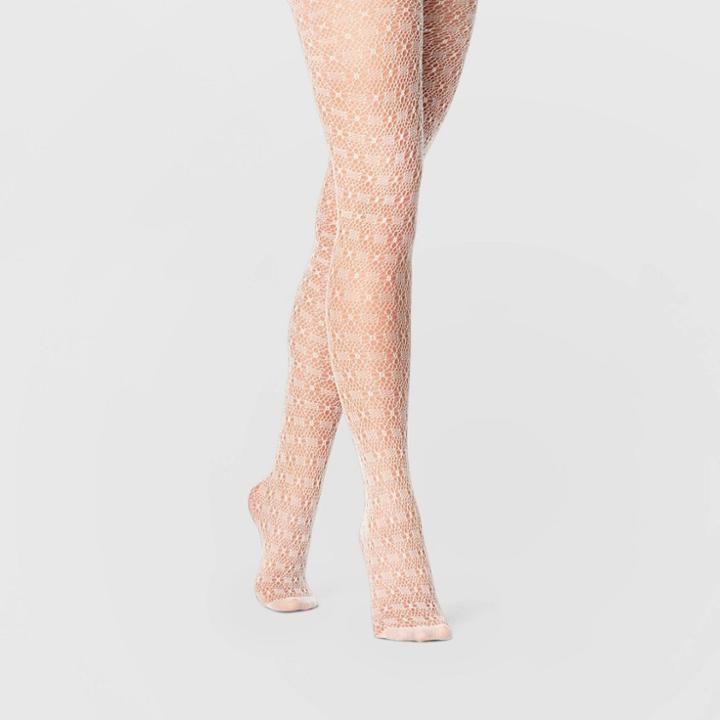 Women's Crochet Tights - A New Day White S/m, Women's, Size: Small/medium, Beige