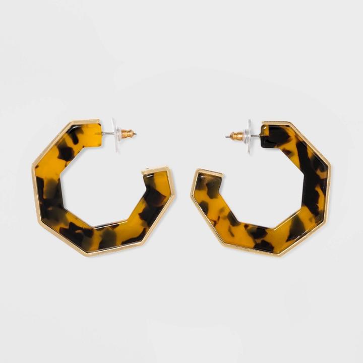 Sugarfix By Baublebar Geometric Resin Hoop Earrings - Tortoise, Women's, Green