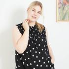 Women's Plus Size Polka Dot Tank Top - Ava & Viv Black X