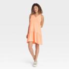 Women's Ruffle Sleeveless Hem Knit Dress - A New Day Light Orange
