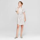 Women's Striped Short Sleeve Shirtdress - A New Day Gray