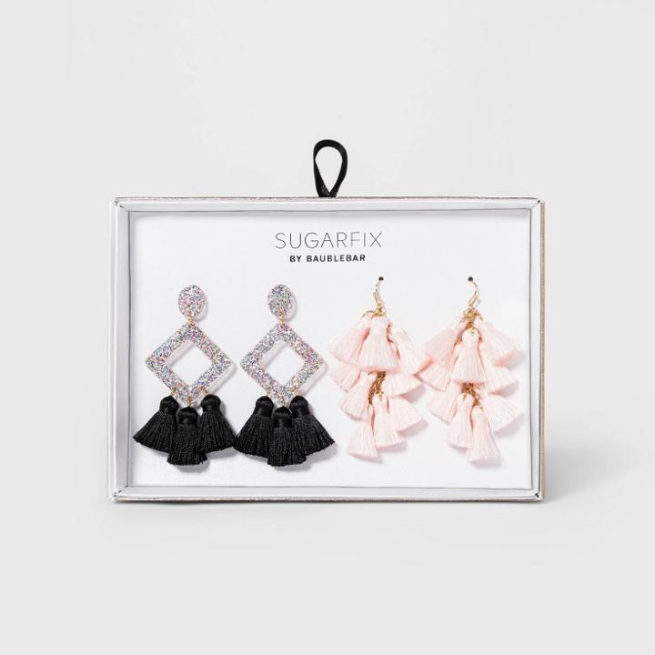 Sugarfix By Baublebar Mixed Media Statement Earring Gift Set - Rainbow Glitter/blush, Women's, Size: Small, Black