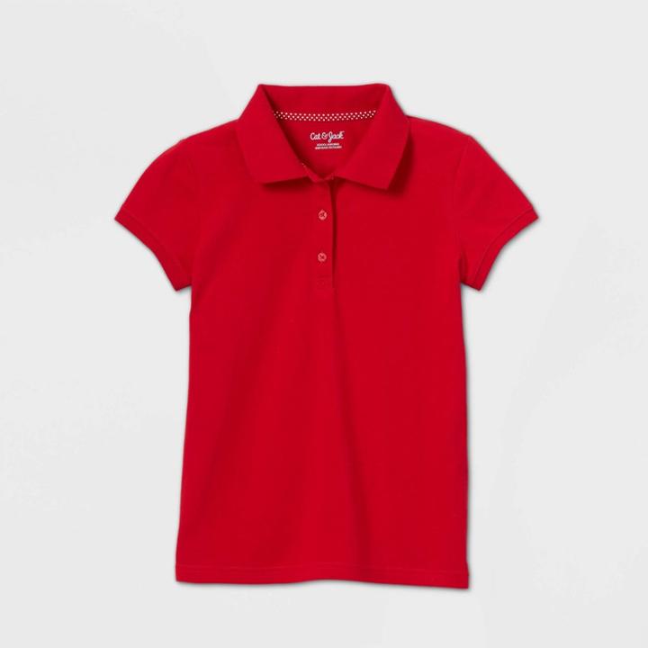 Petitegirls' Short Sleeve Stain Release Uniform Polo Shirt - Cat & Jack Red