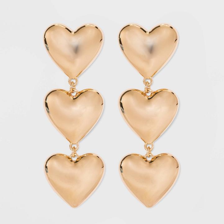 Sugarfix By Baublebar Stacked Heart Drop Earrings - Gold