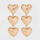 Sugarfix By Baublebar Stacked Heart Drop Earrings - Gold