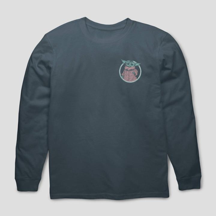 Men's Star Wars: The Mandalorian Schematic Long Sleeve Graphic T-shirt - Blue