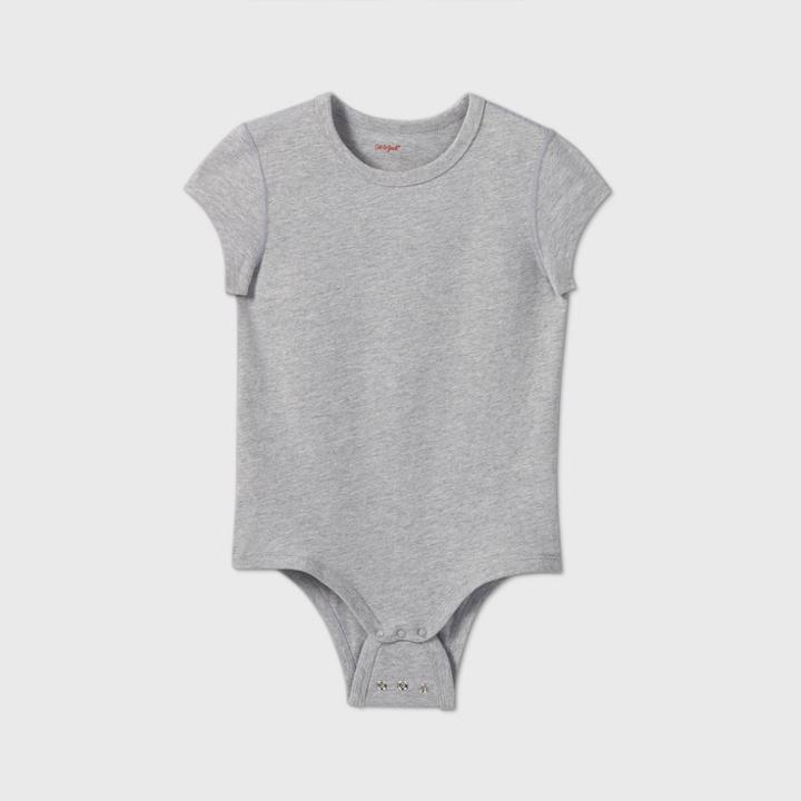Girls' Adaptive Short Sleeve Adjustable Bodysuit - Cat & Jack Gray