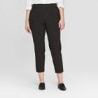 Women's Plus Size Polka Dot Pull On Skinny Ankle Pants - Ava & Viv Black