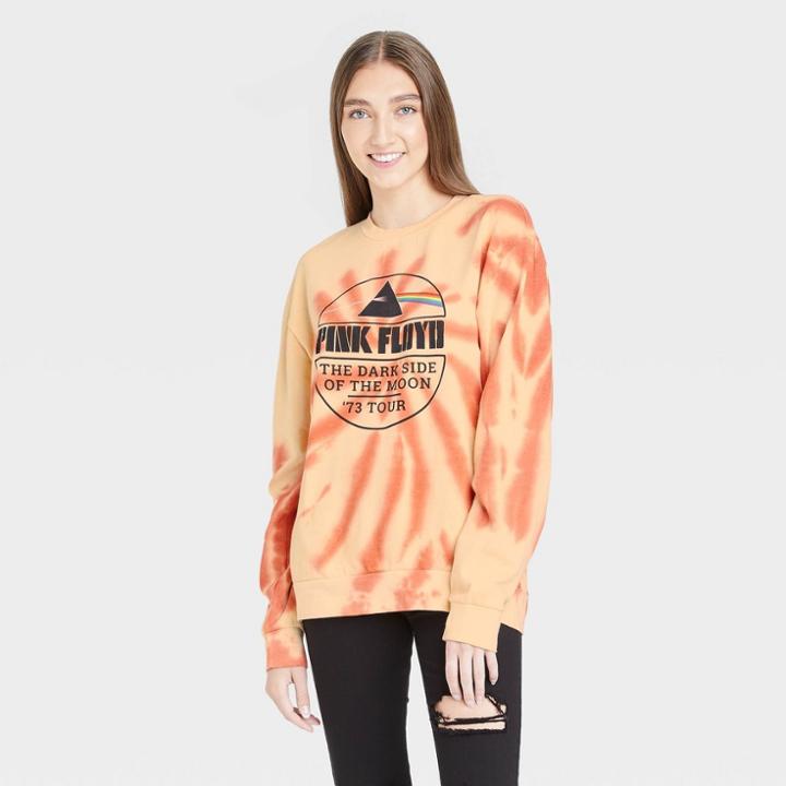 Merch Traffic Women's Pink Floyd Graphic Sweatshirt - Orange Tie-dye