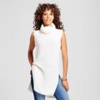 Women's Sleeveless Turtleneck Tunic Sweater - Alison Andrews White