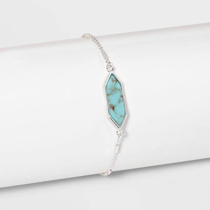 Recon Turquoise Stone Bolo Bracelet - A New Day Blue, Women's