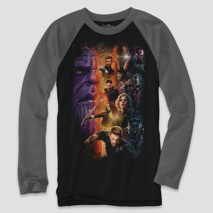 Men's Marvel Avengers Raglan Long Sleeve T-shirt - Black