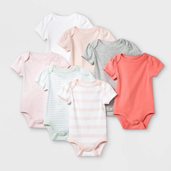 Baby Girls' 7pk Basics Bodysuits - Cloud Island Brown