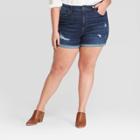 Women's Plus Size High-rise Jean Shorts - Universal Thread Dark Wash