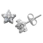 Prime Art & Jewel Sterling Silver Cz Star Stud Earrings, Girl's, Clear