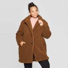 Women's Plus Size Teddy Faux Fur Coat - Ava & Viv Brown X, Women's