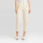 Women's Mid-rise Pleat Front Straight Cropped Trouser - Who What Wear Cream 2, Women's, Beige
