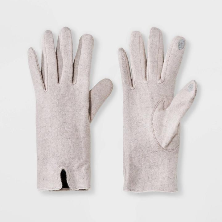 Women's Gloves - A New Day Oatmeal Heather, Women's, Size: Small, Grey Oatmeal
