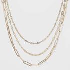 3 Row Paperclip Chain Necklace - A New Day Gold