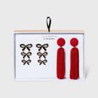 Sugarfix By Baublebar Bow And Tassel Earring Set 2pc - Red/black