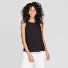 Women's Sleeveless Crewneck Eyelet Top - A New Day Black