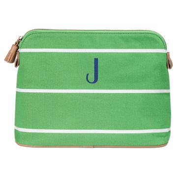 Cathy's Concepts Personalized Green Striped Cosmetic Bag - J
