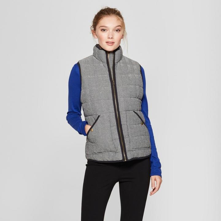 Target Women's Herringbone Puffer Vest - A New Day Gray