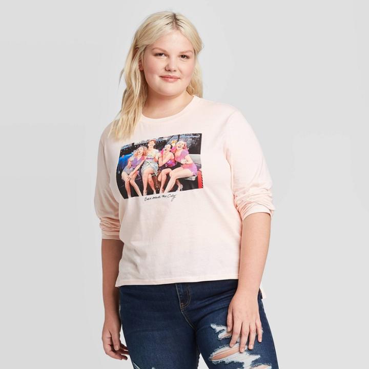Women's Hbo Sex And The City Plus Size Long Sleeve T-shirt (juniors') - Light Pink 1x, Women's,