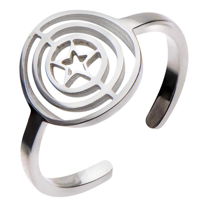 Women's Marvel Captain America Shield Stainless Steel Cutout Ring,