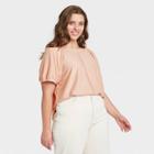 Women's Plus Size Short Sleeve Crewneck Pullover Sweater - Universal Thread Pink