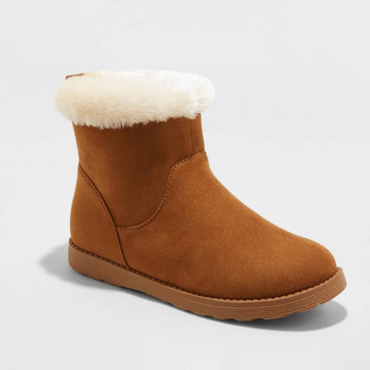 Girls' Georgeina Faux Suede Shearling Boots - Cat & Jack Dark Chestnut